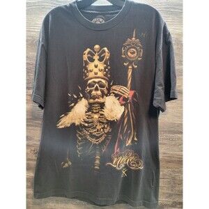 Sullen Men Shirt L Black Nikko Queen Skull Ink Art Logo Graphic Crew Neck Tee